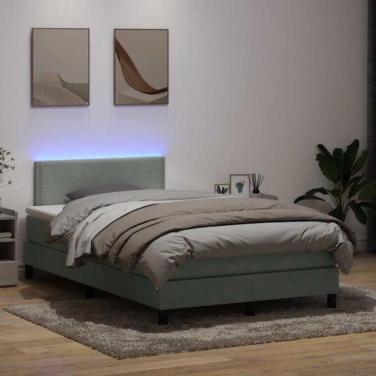 Boxspring met matras fluweel lichtgrijs 120x210 cm