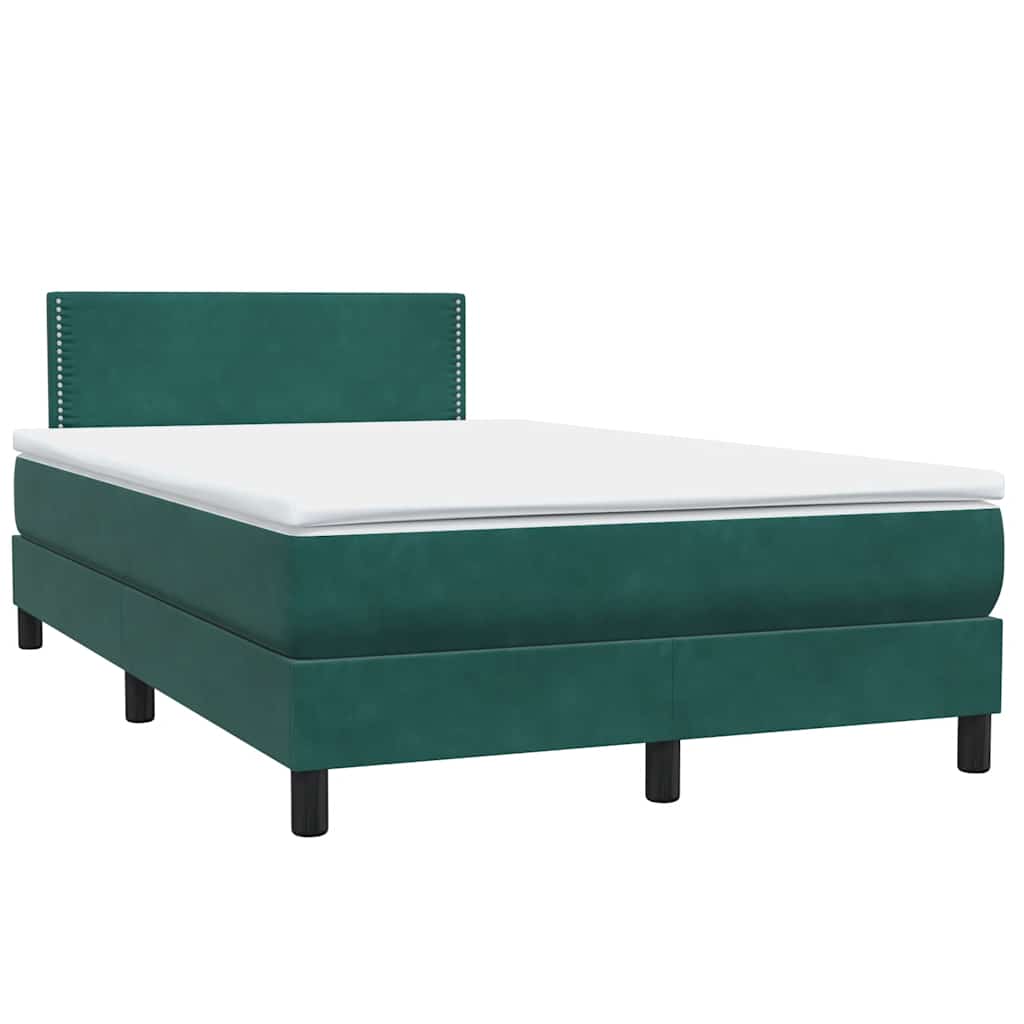 Boxspring met matras fluweel donkergroen 120x210 cm