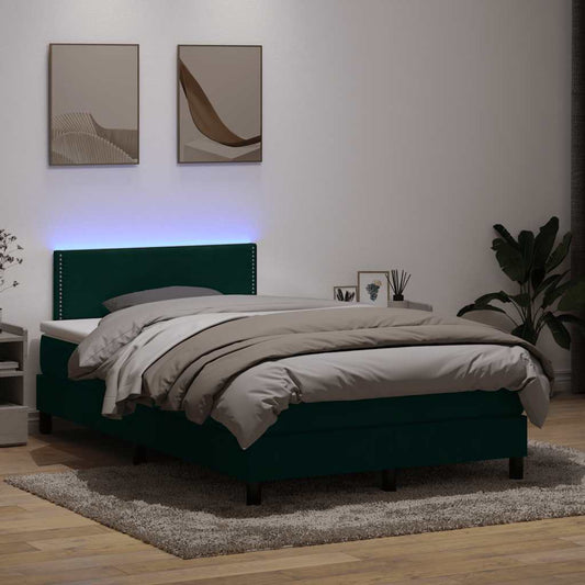 Boxspring met matras fluweel donkergroen 120x210 cm
