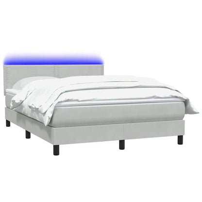 Boxspring met matras fluweel lichtgrijs 140x210 cm