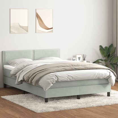 Boxspring met matras fluweel lichtgrijs 140x210 cm