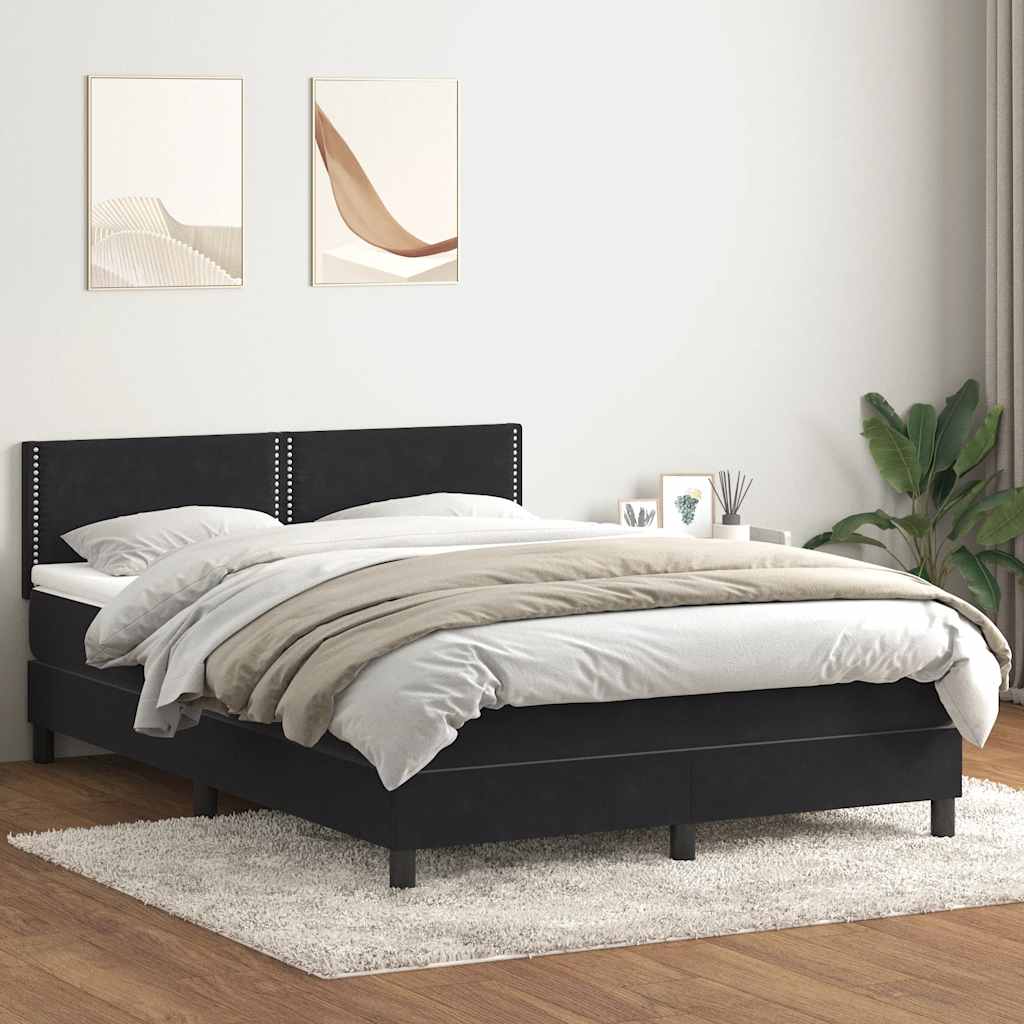 Boxspring met matras fluweel zwart 140x210 cm