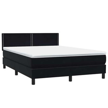 Boxspring met matras fluweel zwart 140x210 cm