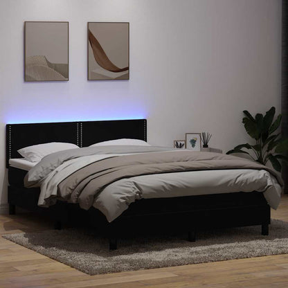 Boxspring met matras fluweel zwart 140x210 cm
