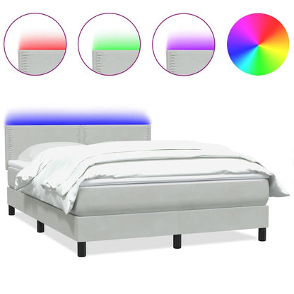 Boxspring met matras fluweel lichtgrijs 160x210 cm
