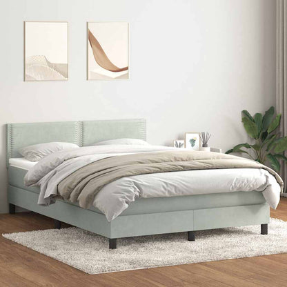 Boxspring met matras fluweel lichtgrijs 160x210 cm