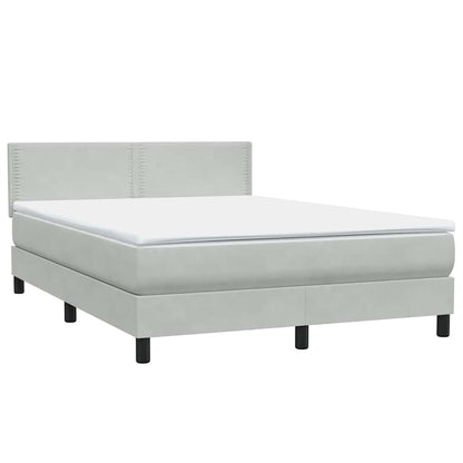 Boxspring met matras fluweel lichtgrijs 160x210 cm