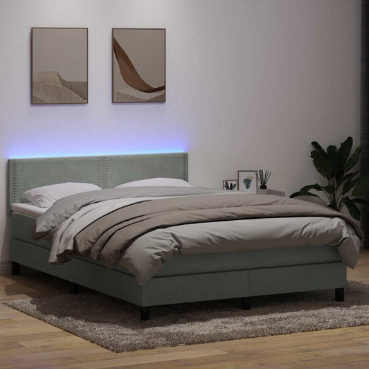 Boxspring met matras fluweel lichtgrijs 160x210 cm