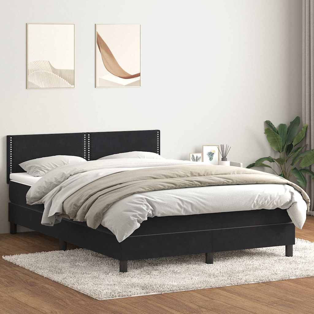 Boxspring met matras fluweel zwart 160x210 cm