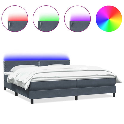 Boxspring met matras fluweel donkergrijs 180x210 cm