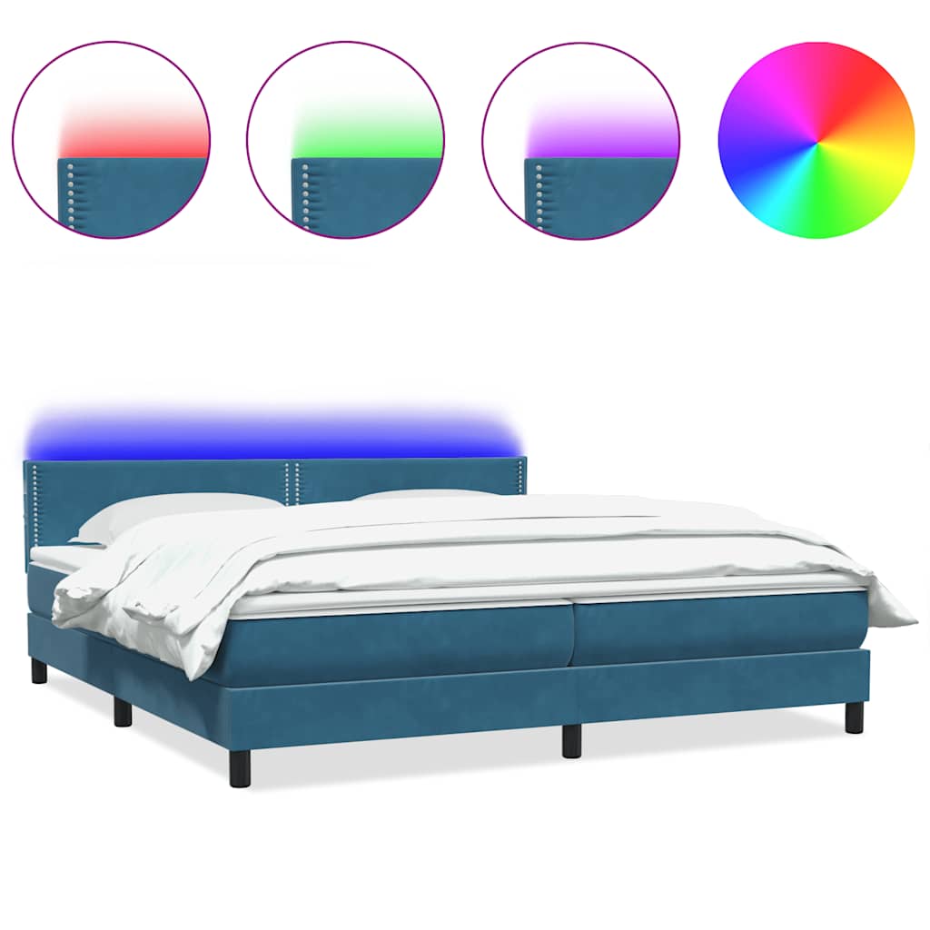 Boxspring met matras fluweel donkerblauw 180x210 cm