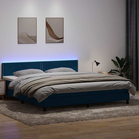 Boxspring met matras fluweel donkerblauw 180x210 cm