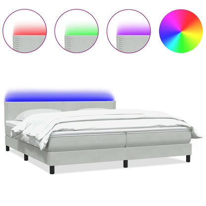 Boxspring met matras fluweel lichtgrijs 200x210 cm