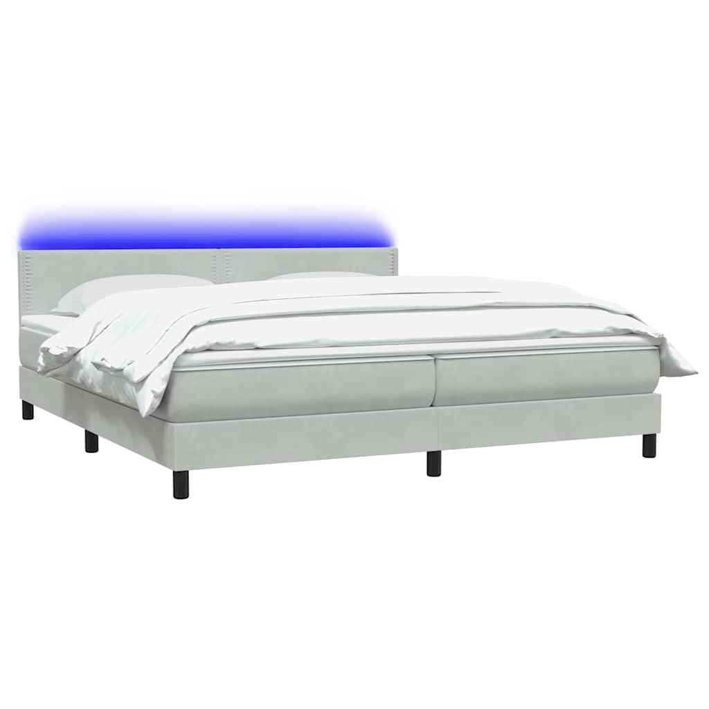 Boxspring met matras fluweel lichtgrijs 200x210 cm