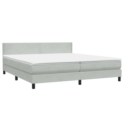 Boxspring met matras fluweel lichtgrijs 200x210 cm
