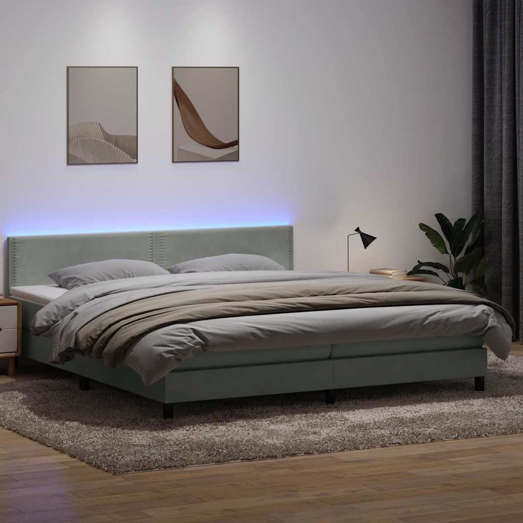 Boxspring met matras fluweel lichtgrijs 200x210 cm