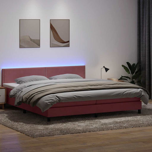 Boxspring met matras fluweel roze 200x210 cm