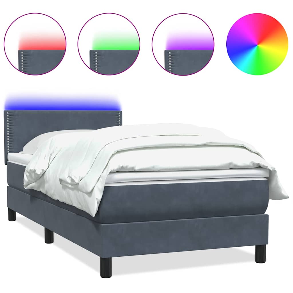 Boxspring met matras fluweel donkergrijs 80x220 cm