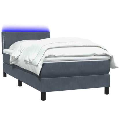 Boxspring met matras fluweel donkergrijs 80x220 cm