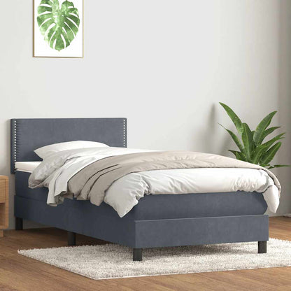 Boxspring met matras fluweel donkergrijs 80x220 cm