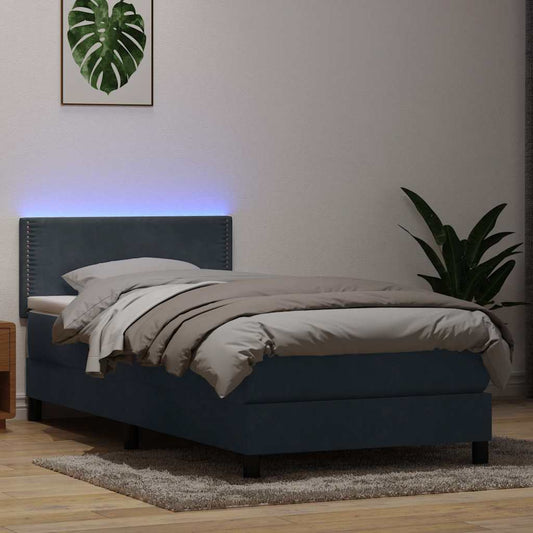 Boxspring met matras fluweel donkergrijs 80x220 cm