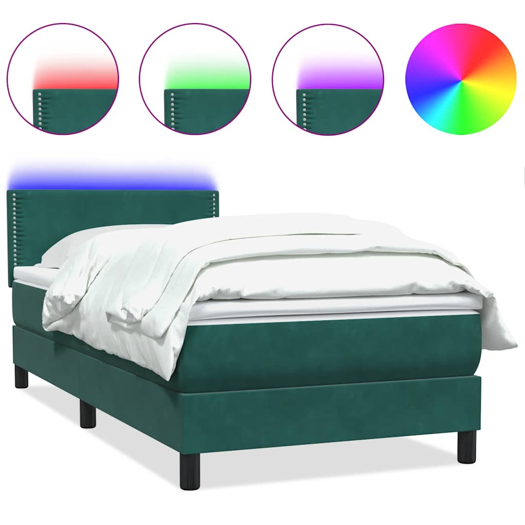 Boxspring met matras fluweel donkergroen 80x220 cm