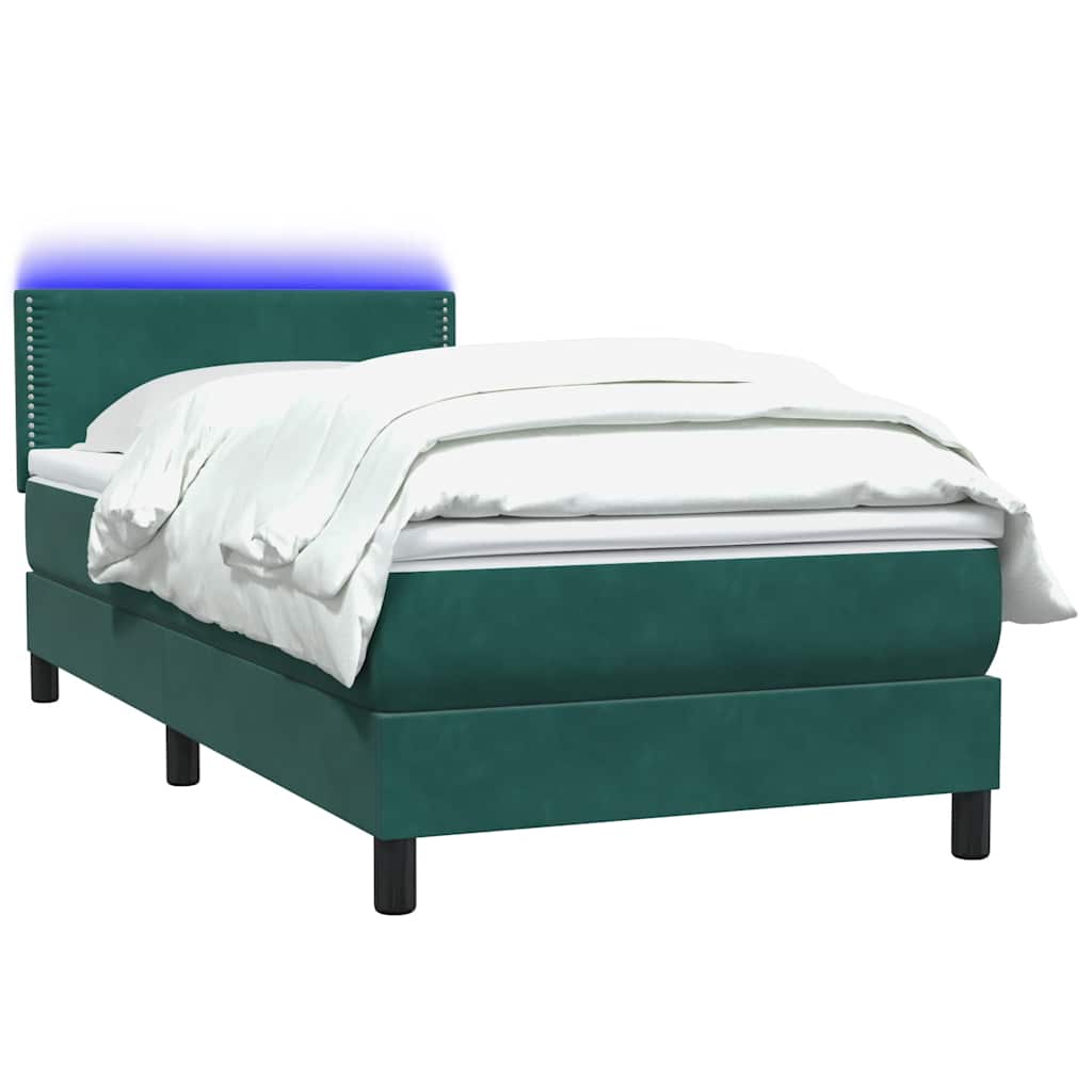 Boxspring met matras fluweel donkergroen 80x220 cm