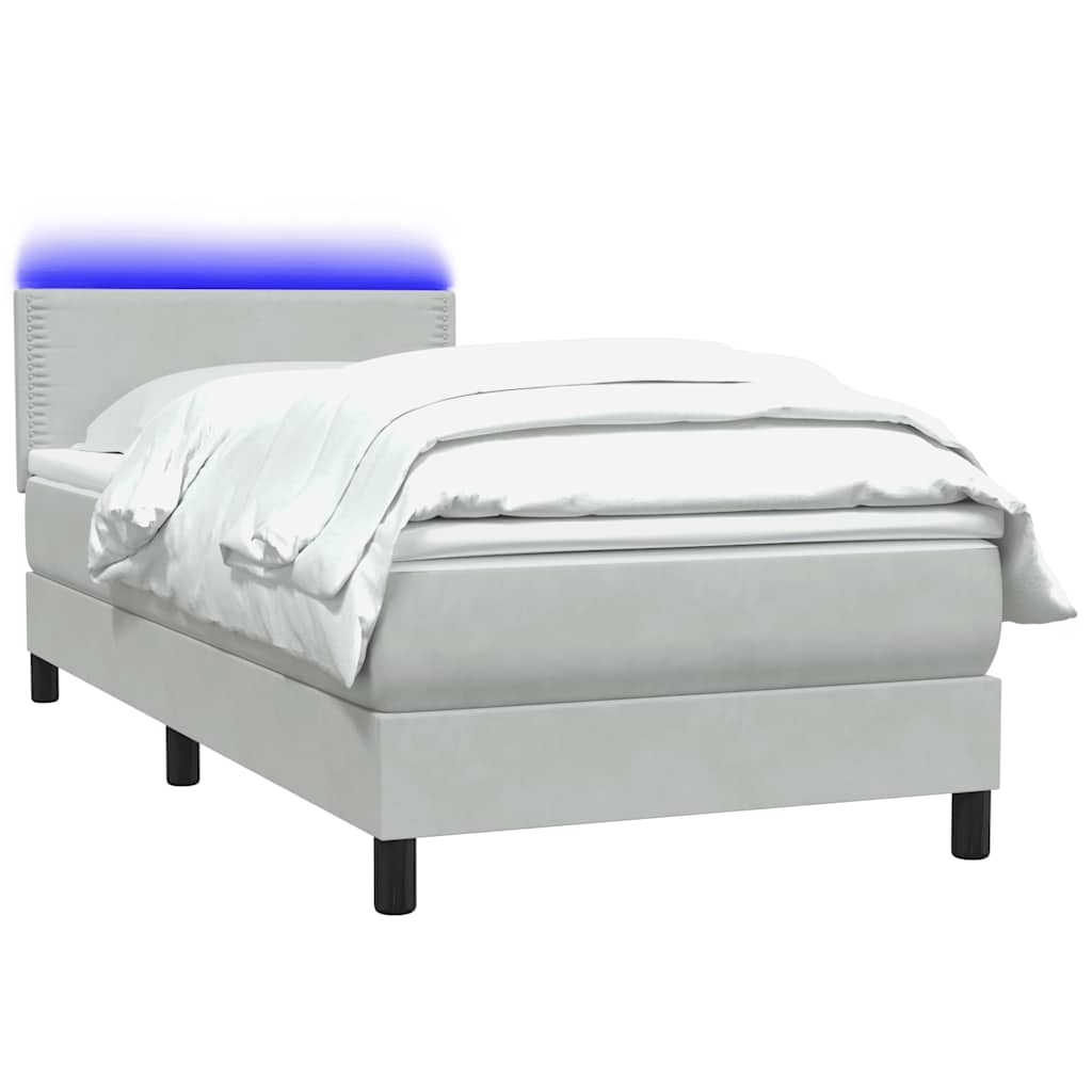 Boxspring met matras fluweel lichtgrijs 90x220 cm