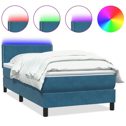 Boxspring met matras fluweel donkerblauw 90x220 cm