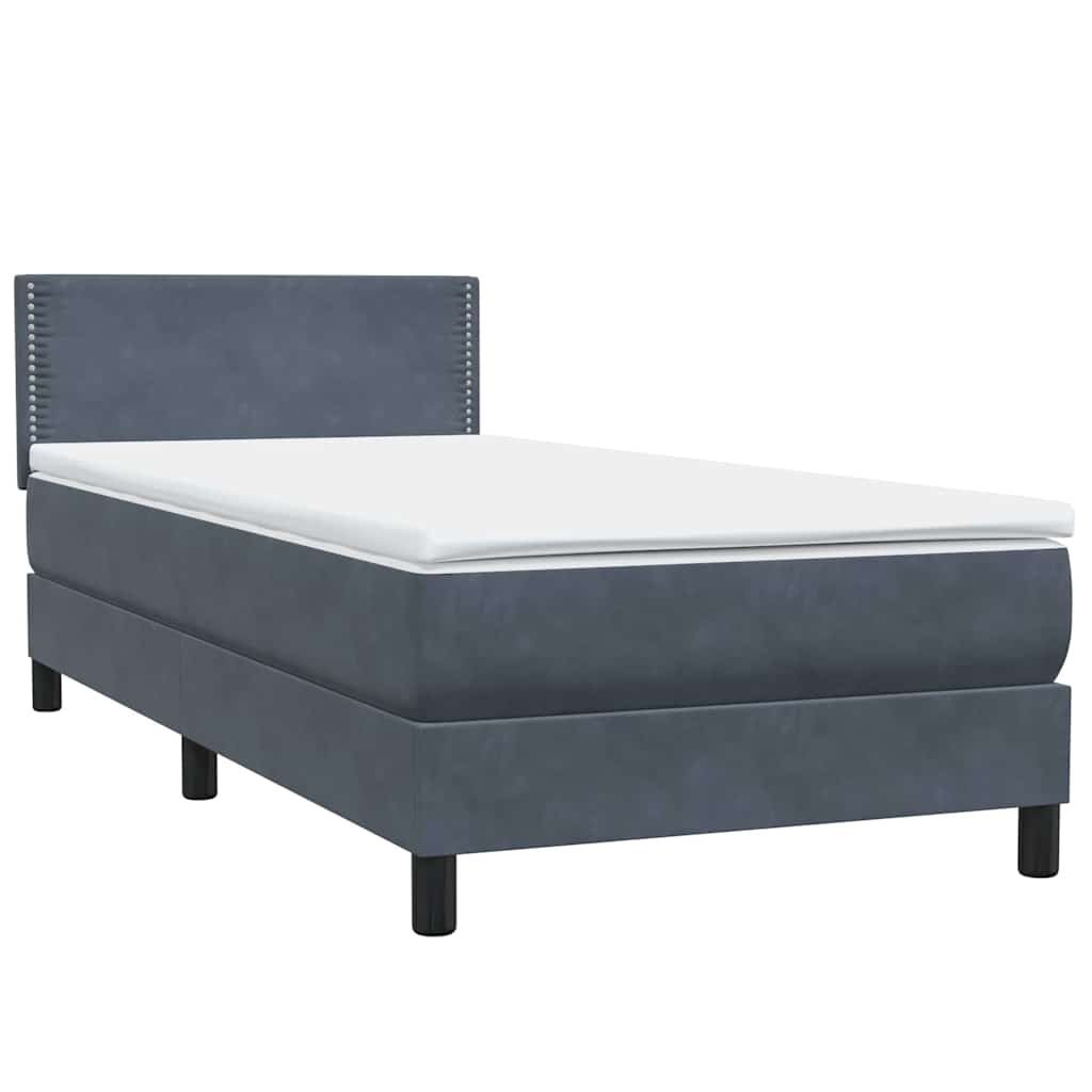 Boxspring met matras fluweel donkergrijs 100x220 cm
