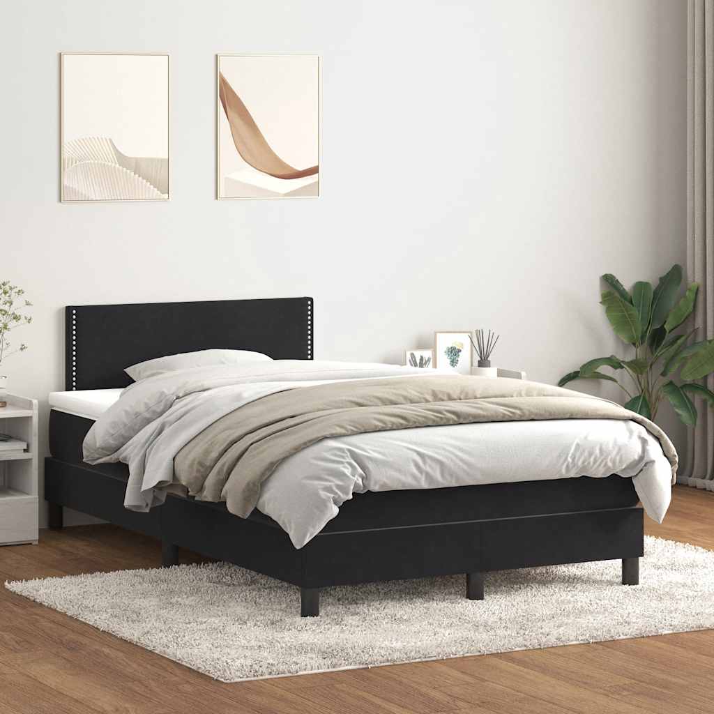 Boxspring met matras fluweel zwart 120x220 cm