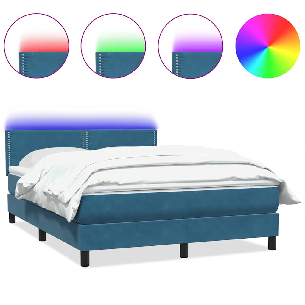 Boxspring met matras fluweel donkerblauw 160x220 cm
