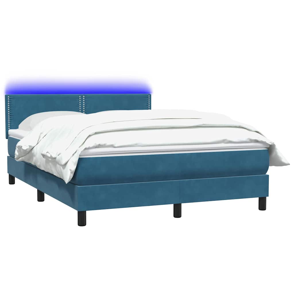 Boxspring met matras fluweel donkerblauw 160x220 cm