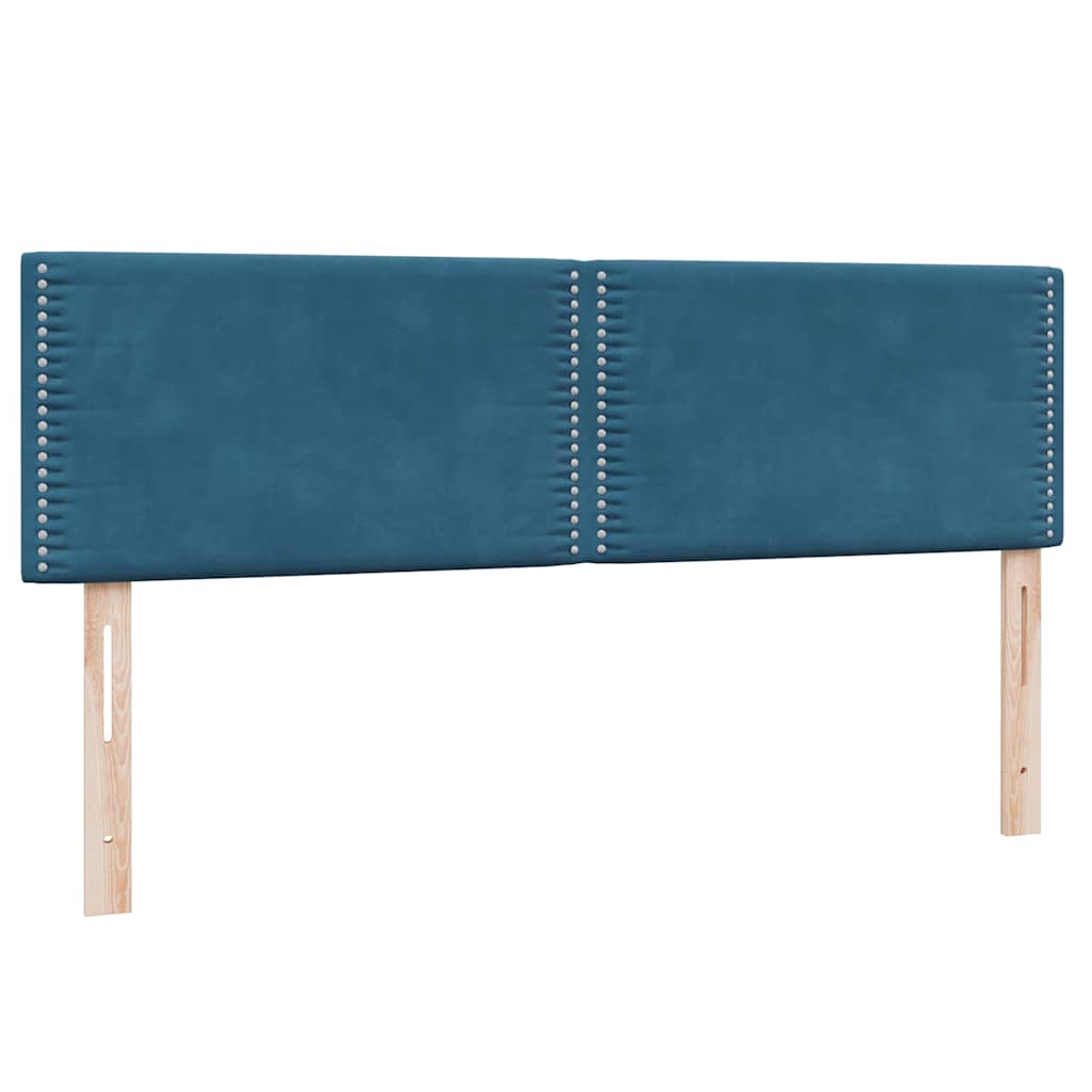 Boxspring met matras fluweel donkerblauw 160x220 cm