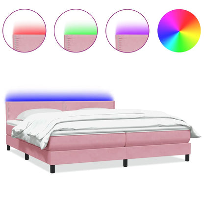 Boxspring met matras fluweel roze 180x220 cm