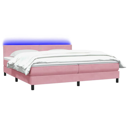 Boxspring met matras fluweel roze 180x220 cm