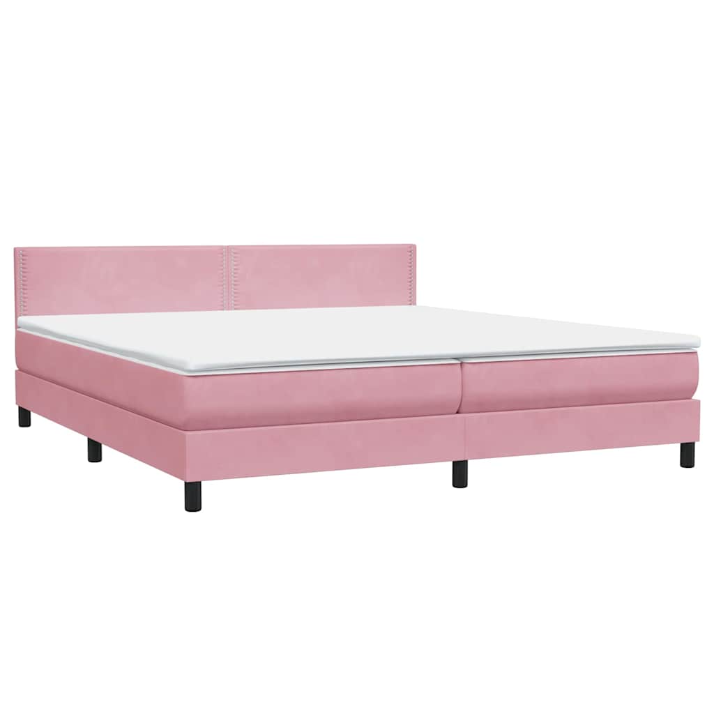 Boxspring met matras fluweel roze 180x220 cm
