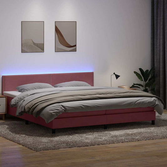 Boxspring met matras fluweel roze 180x220 cm