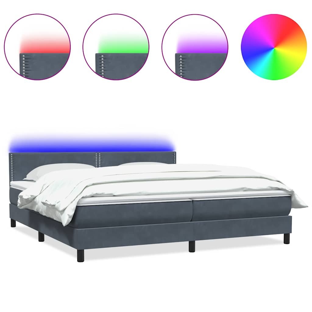 Boxspring met matras fluweel donkergrijs 200x220 cm
