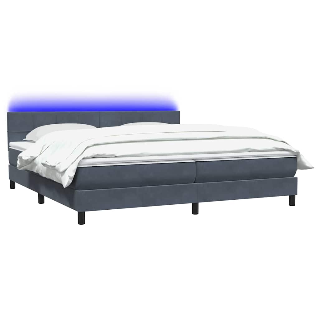 Boxspring met matras fluweel donkergrijs 200x220 cm