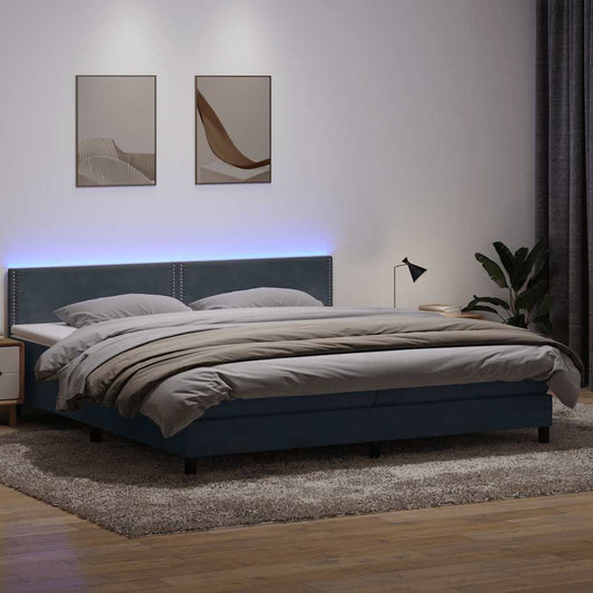 Boxspring met matras fluweel donkergrijs 200x220 cm