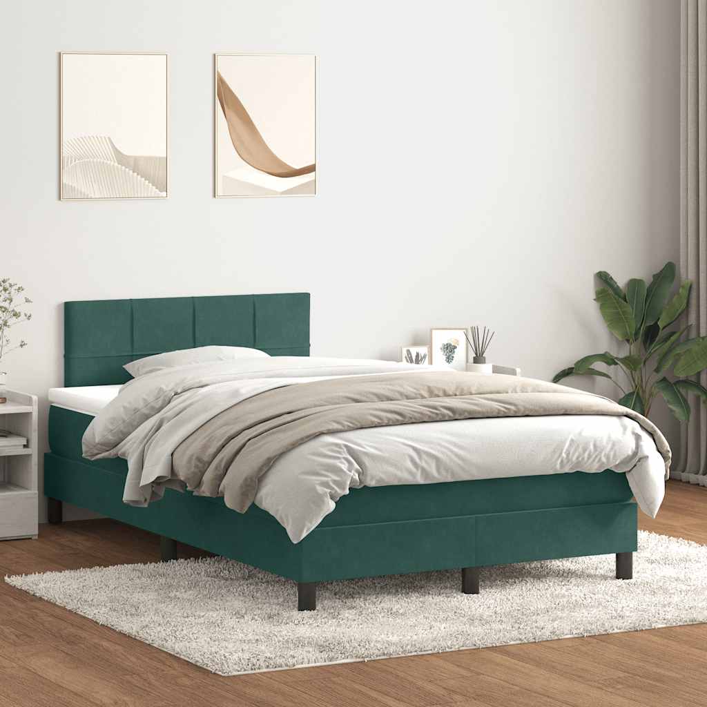 Boxspring met matras fluweel donkergroen 120x210 cm