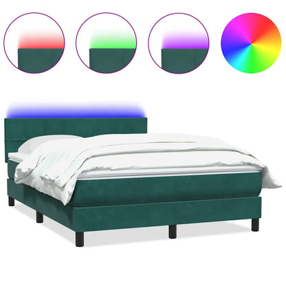 Boxspring met matras fluweel donkergroen 140x210 cm