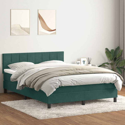 Boxspring met matras fluweel donkergroen 140x210 cm