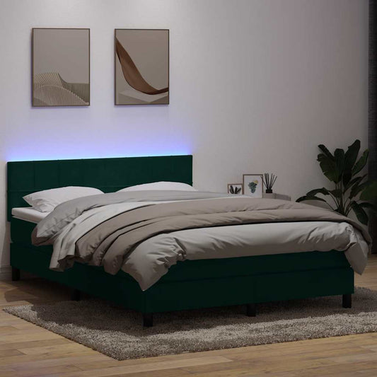 Boxspring met matras fluweel donkergroen 140x210 cm
