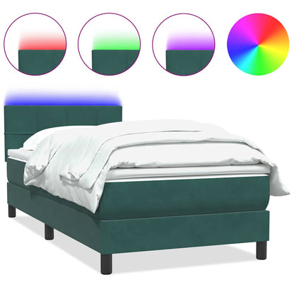 Boxspring met matras fluweel donkergroen 80x220 cm