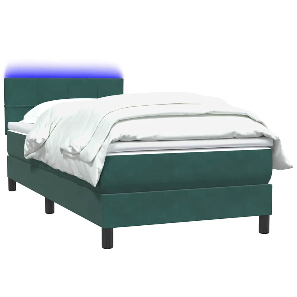 Boxspring met matras fluweel donkergroen 80x220 cm
