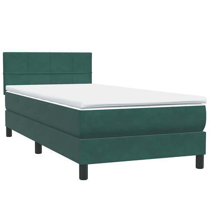 Boxspring met matras fluweel donkergroen 80x220 cm