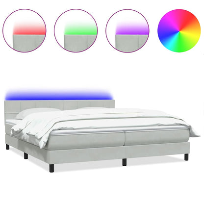 Boxspring met matras fluweel lichtgrijs 180x220 cm