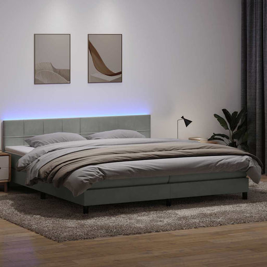 Boxspring met matras fluweel lichtgrijs 180x220 cm